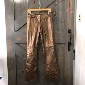 Cache Metallic Gold Leather Pants Size 0